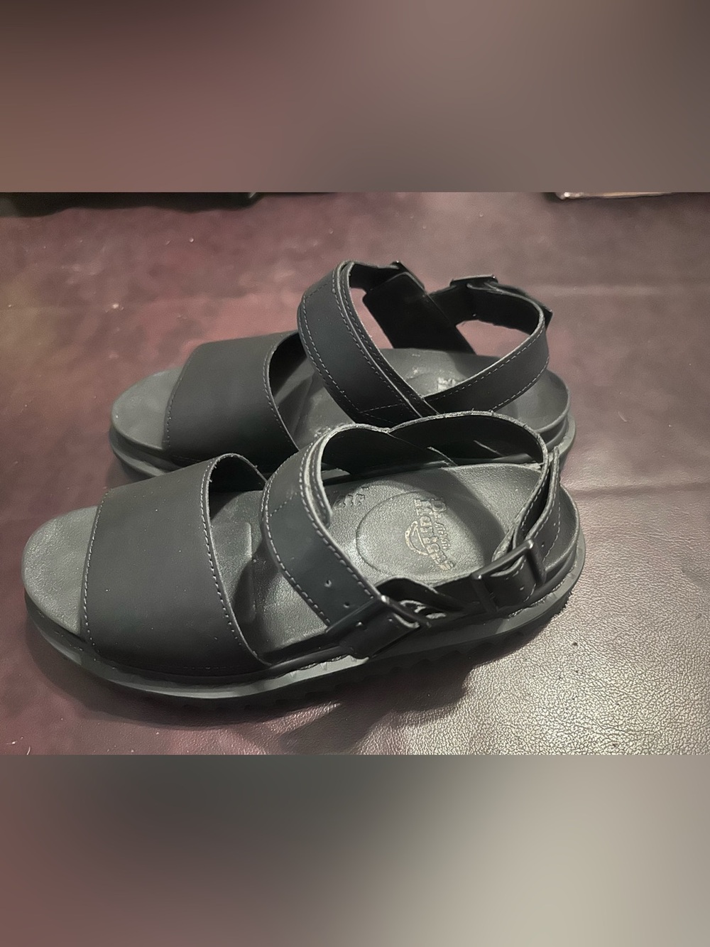 Dr. Martens Black Leather Double-Strap Sandals